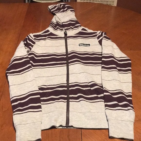 Zine Zip Up Hoodie “Whatever” Patch Gray Burgundy - Picture 1 of 12